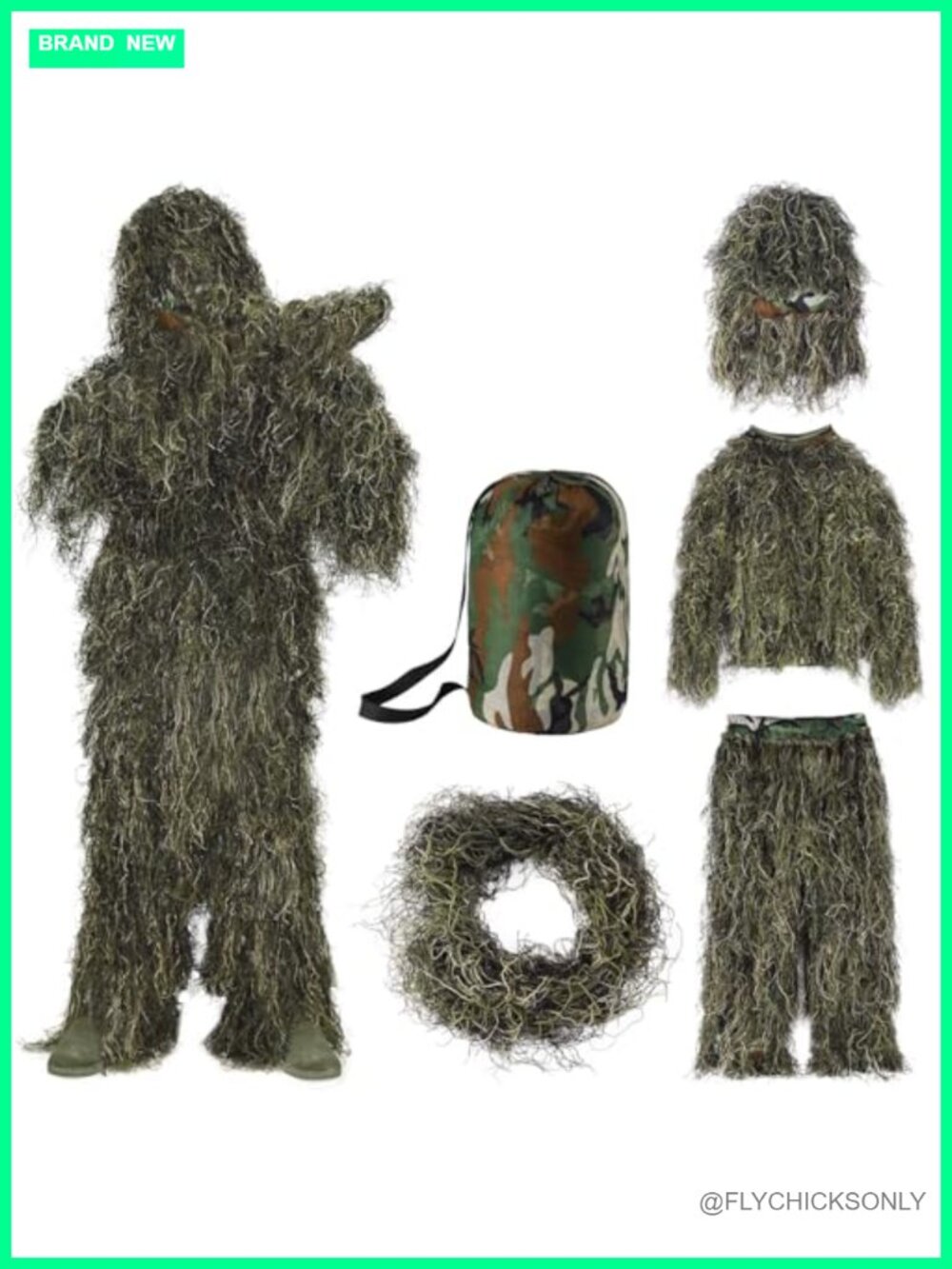 5 in 1 Ghillie Suit, 3D Camo Hunting Suits Adults Youth